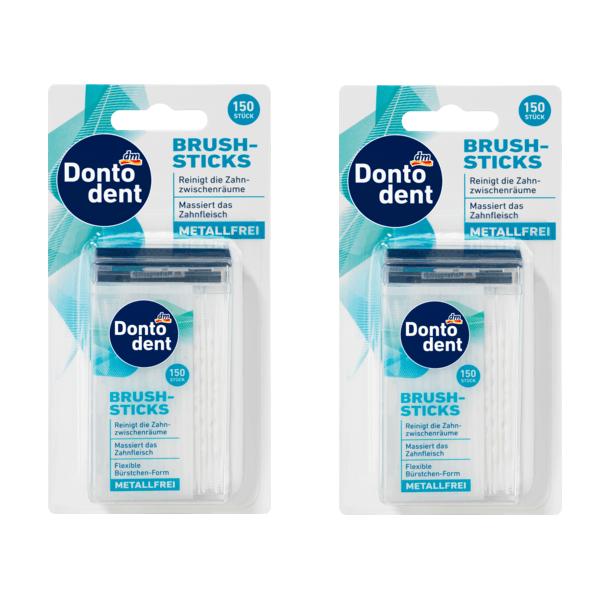 Combo 02 hộp tăm nha khoa Dontodent Brush-Sticks 150 cái/hộp - Đức