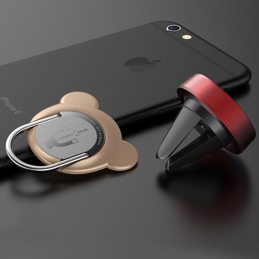 [HCM]Iring Magnet Bear + giá đỡ nam châm cho oto - dành cho mọi loại điện thoại  đặc biệt thích hợp Iphone X cực ngầu (Ring thép thân nhựa mềm mại)