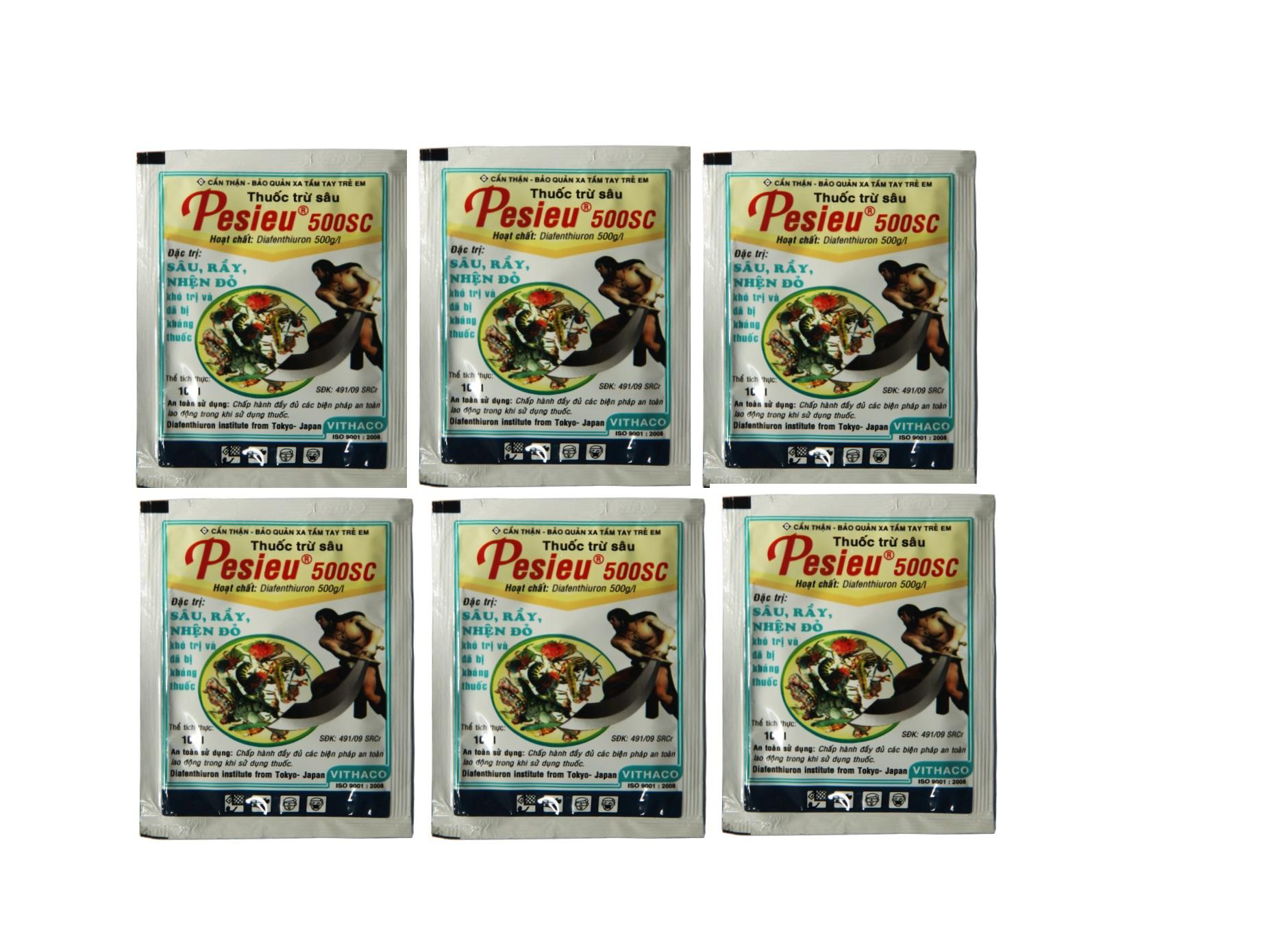 Hộp 10 gói pesieu 500sc thuốc trị nhện đỏ sâu rầy 10ml