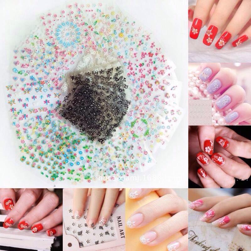 Bộ 10 tấm sticker dán móng tay , Decal dán móng tay tại nhà mẫu đơn giãn, thanh lịch