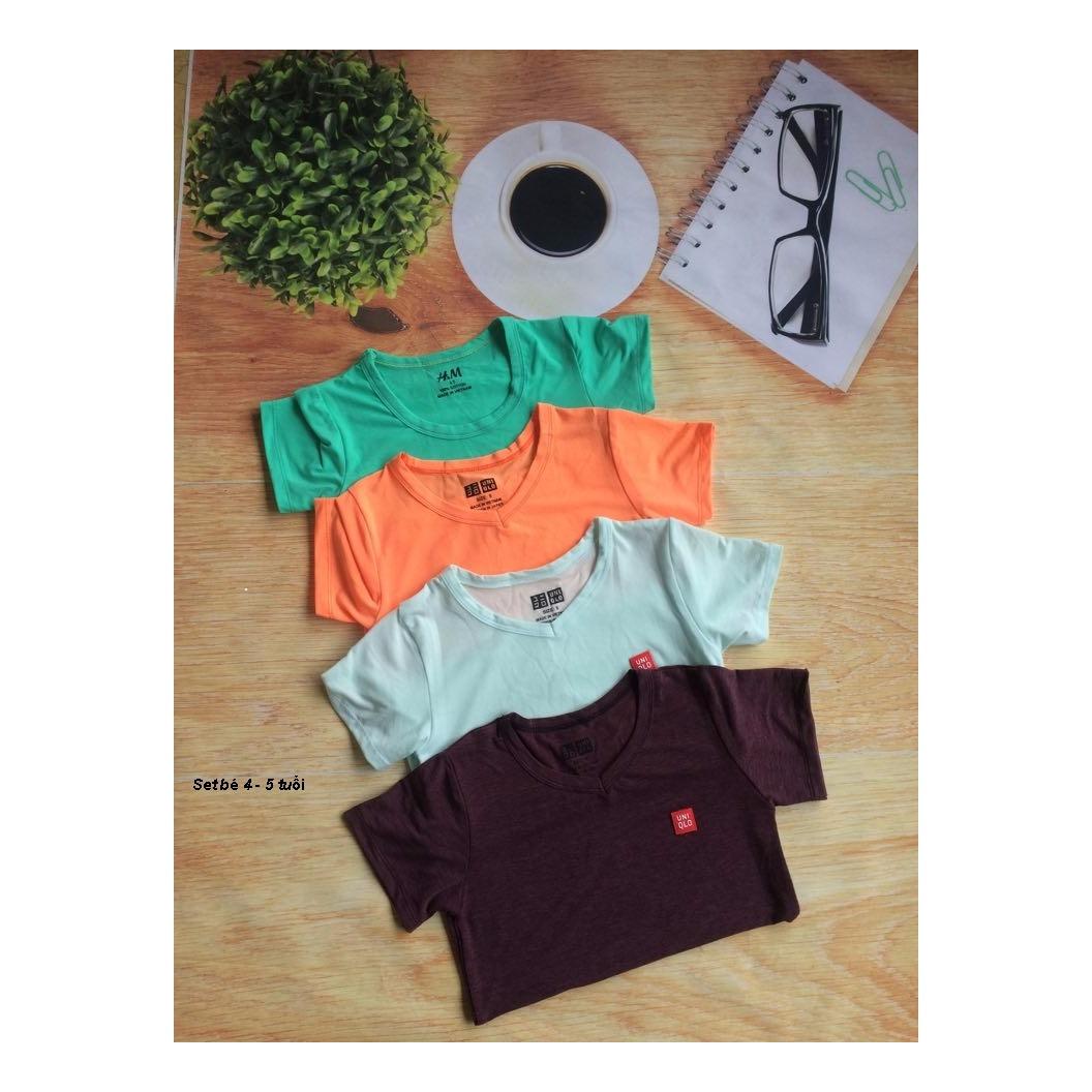 Xả kho set 4 chiếc áo cotton co dãn 4 chiều bé trai 4-5 tuổi