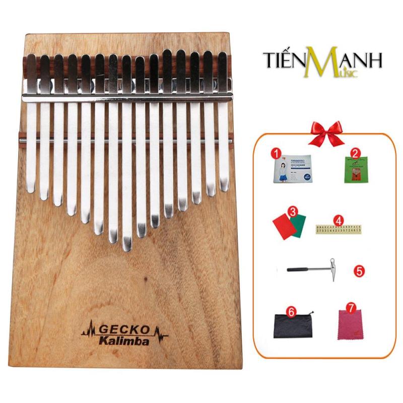 Đàn Kalimba Gecko 15 Phím K15CAP (Gỗ Long Não - Mbira Thumb Finger Piano 15 Keys - Kèm Sticker dán note, Decal xanh đỏ, Búa chỉnh âm, Túi đựng, Khăn lau, Sách học, Móng gẩy Tiến Mạnh Music - Giúp cảm thụ âm nhạc tốt)