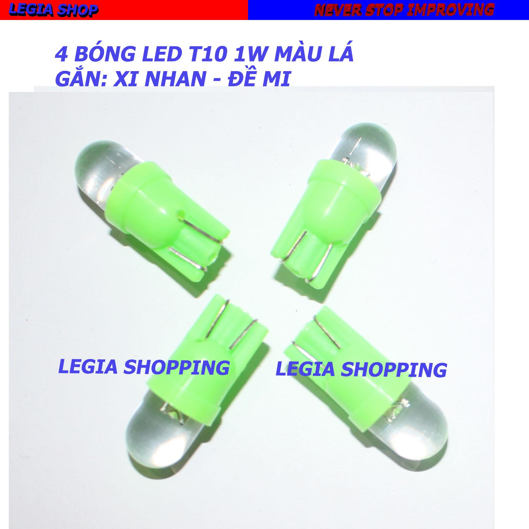Bộ 4 bóng đèn led đề mi - xinhan 12v 1w màu lá
