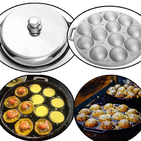 Khuôn bánh khọt 12 lỗ chống dính có nắp dragon