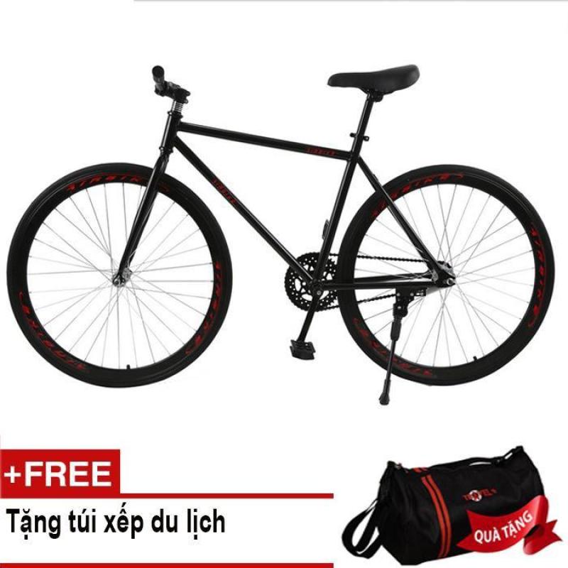 Mua Mishio - Xe đạp Fixed Gear Air Bike MK78 (đen) + Tặng túi xếp du lịch