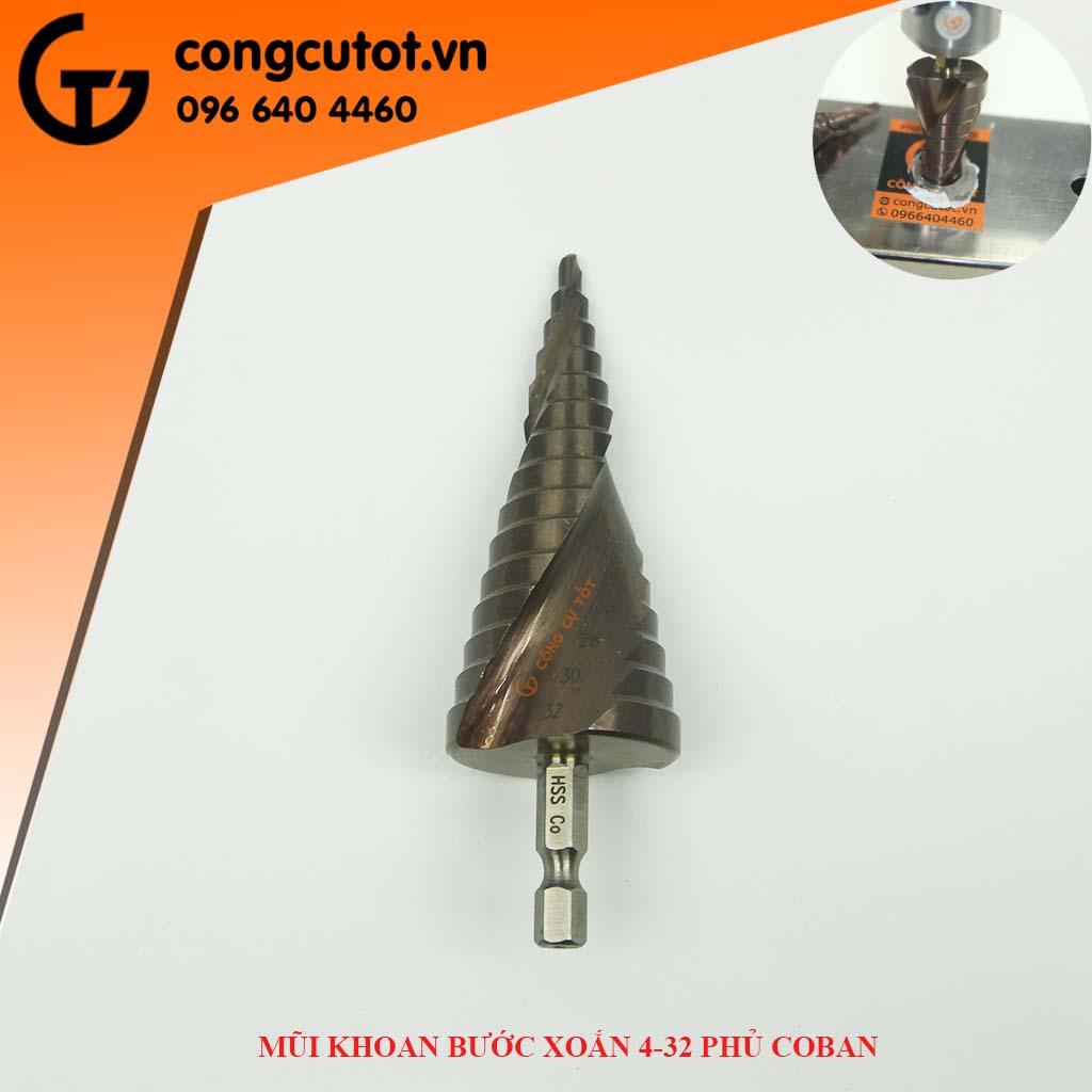 Mũi khoan bước xoắn 4-32 phủ Coban chuôi lục giác