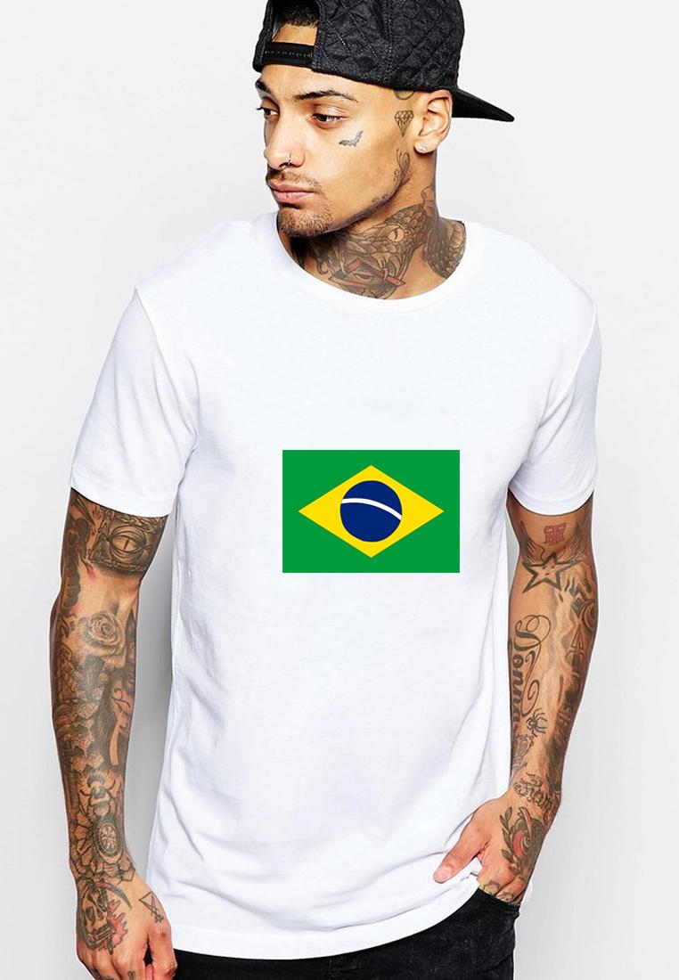 [HCM]Áo thun nam cổ tròn in hình World cup 2018 cờ Brazil form rộng vải đẹp dày mịn AokNam620