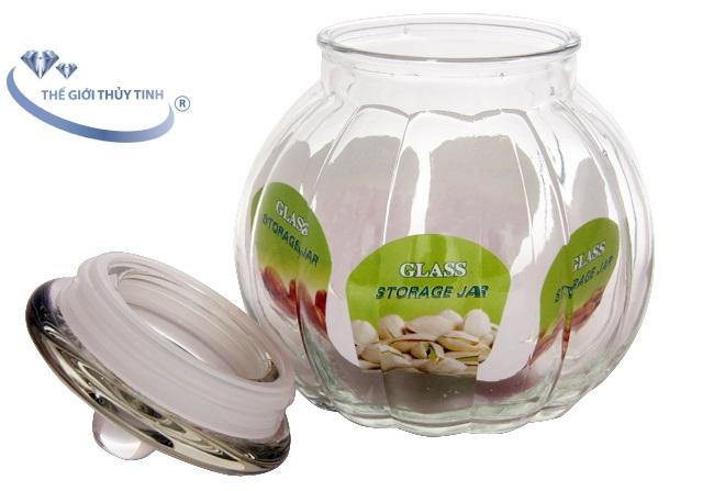 HŨ THỦY TINH LỌ GIA VỊ 750ML TRÁI BÍ NẮP THỦY TINH
