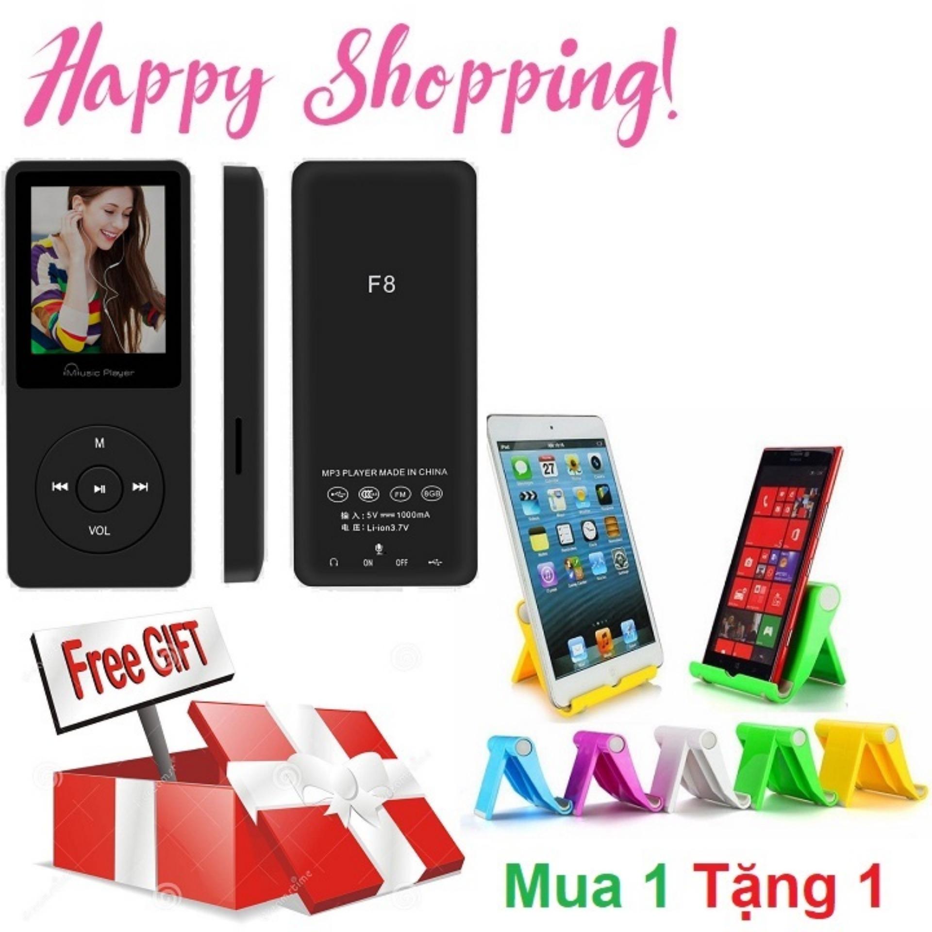 Máy nghe nhạc xem phim mp3/mp4 Bộ nhớ trong 8G hỗ trợ thẻ nhớ 64G - Thời gian nghe nhạc liên tục lên đến 100h TẶNG KÈM giá đỡ điện thoại hình chiếc ghế chất lượng cao