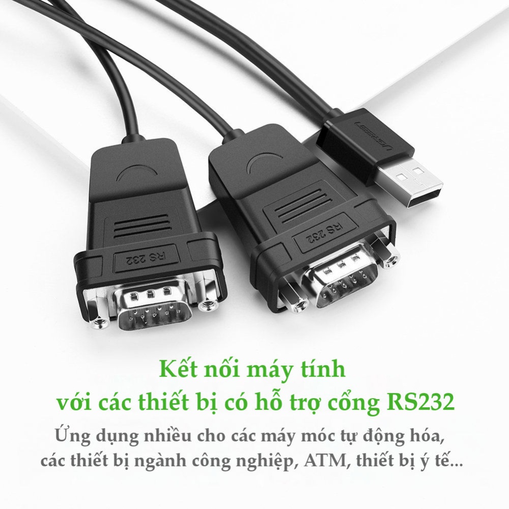 Cáp chuyển đổi USB 2.0 sang 2 cổng COM và 4 cổng COM RS232, chuẩn DB9, dài 1.5m UGREEN US229 Cáp chuyển đổi USB 2.0 sang 2 cổng COM và 4 cổng COM RS232, chuẩn DB9, dài 1.5m UGREEN US229