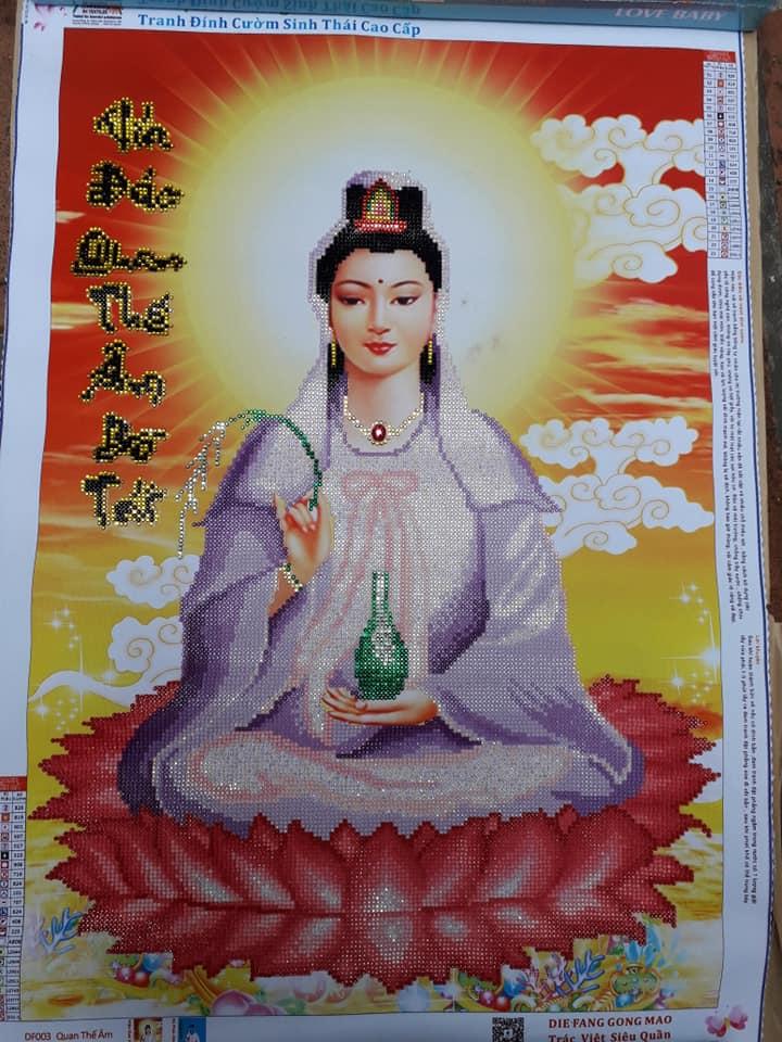 Tranh đính đá Mẹ Quan âm (thành phẩm)