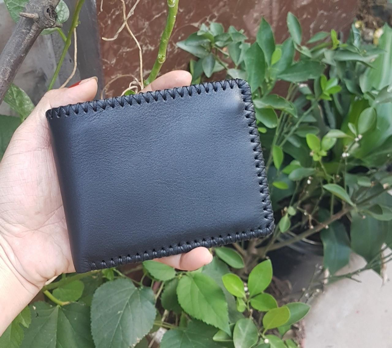 Ví da bò may tay dáng ngang cao cấp