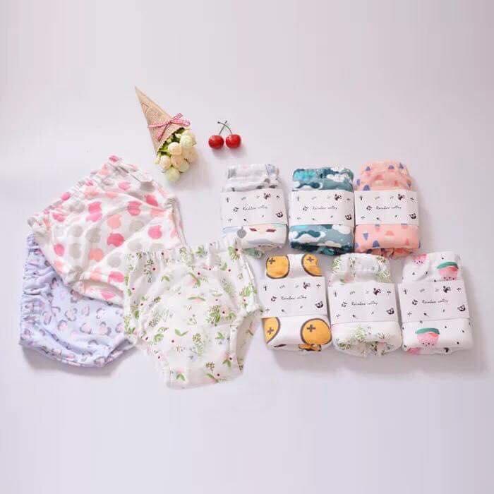 Combo 4 quần tập bỏ bỉm 100% Cotton thấm hút cho bé size 90-13kg