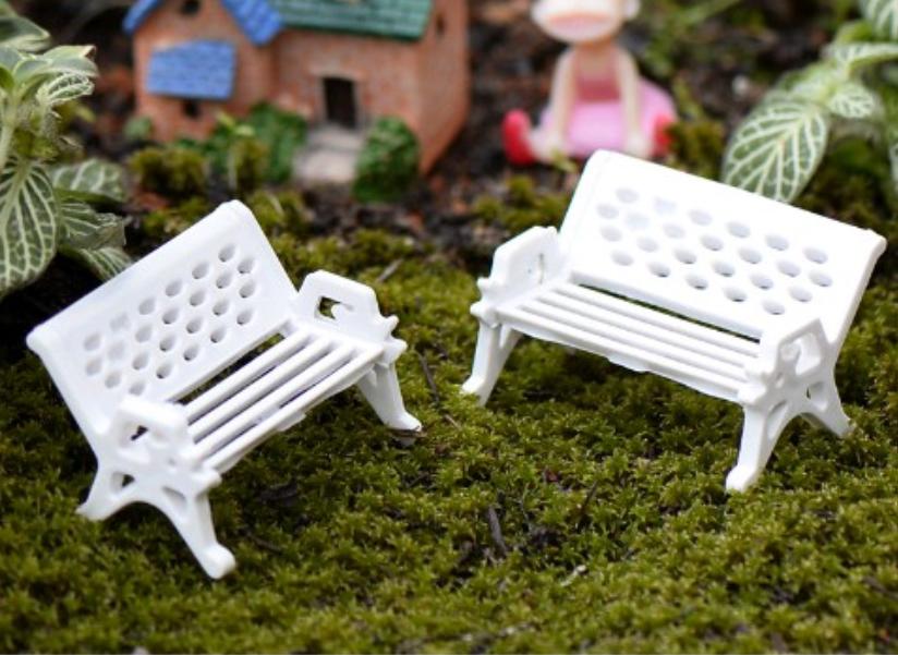 [HCM]Phụ kiện tiểu cảnh ghế trắng trang trí sen đá xương rồng terrarium charm slime