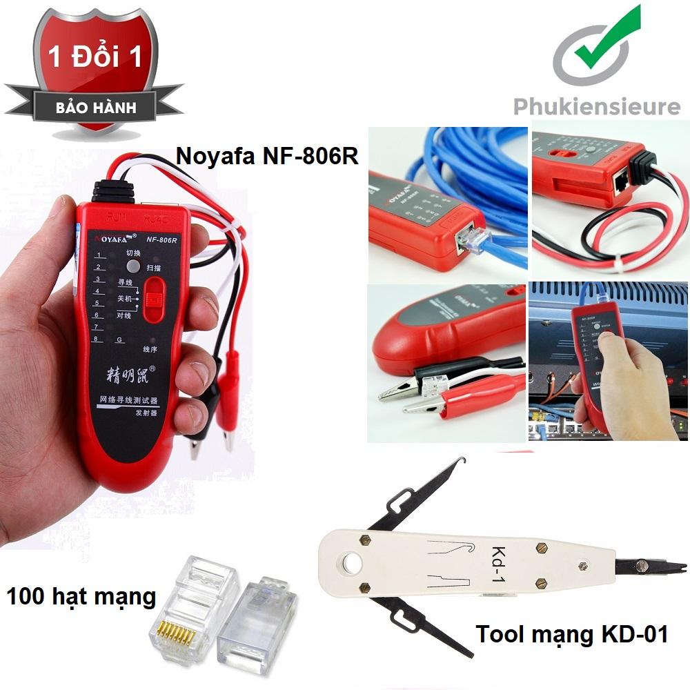 Máy kiểm tra cáp mạng đa năng noyafa nf-806r cao cấp + tặng kèm dao nhấn mạng kd-1 và hộp 100 đầu mạng rj45