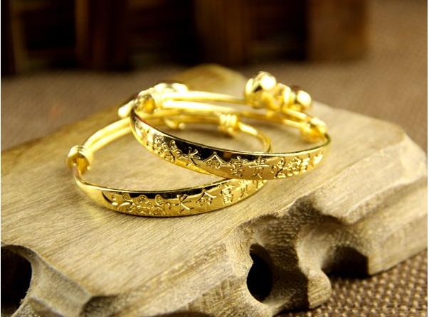 Lắc Tay , Lắc chân Cho Trẻ Em 2 Chuông Cực Xinh,Cực Yêu mạ vàng 24k  (Hàng Có Sẵn)