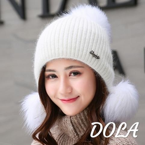 - nón len nữ mũ len nữ 2 lớp ấm áp mùa đông thời trang Hàn Quốc trắng