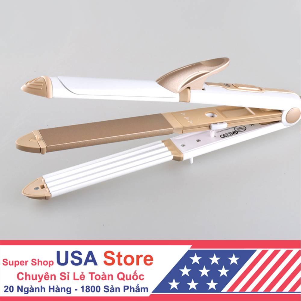 Máy Tạo Kiểu Tóc Đa Năng 3In1 Km1213 (Giao Màu Ngẫu Nhiên) ACN1144. nhiều chức năng như làm phồng, uốn cụp, uốn xoăn, dập xù, duỗi thẳng