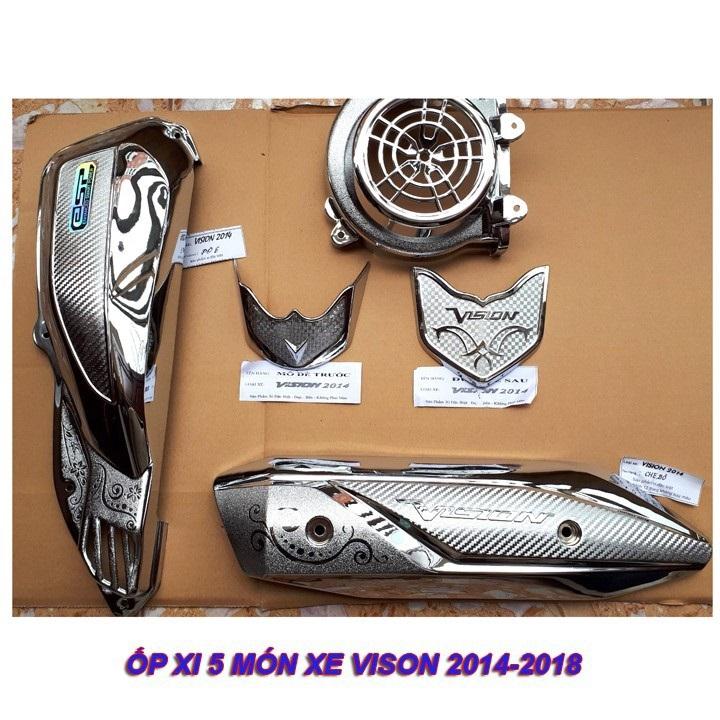 Vision 2015-2020 (combo 5 món ốp xi crom pô e + che pô + quạt gió + mỏ dè trước + đuôi dè sau)
