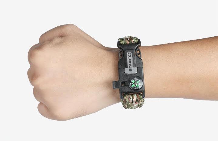 Vòng sinh tồn KLARUS 5 trong 1 (gồm dây dù 100 mét, la bàn, đánh lửa, lưỡi răng cưa, còi