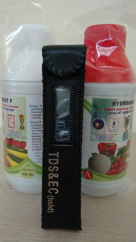 1 bút tds & ec đo độ sạch, độ dẫn điện, nhiệt độ của nước và nồng độ dung dịch thủy canh + 1 cặp dung dịch thủy canh hydroumat f cho cây ăn quả