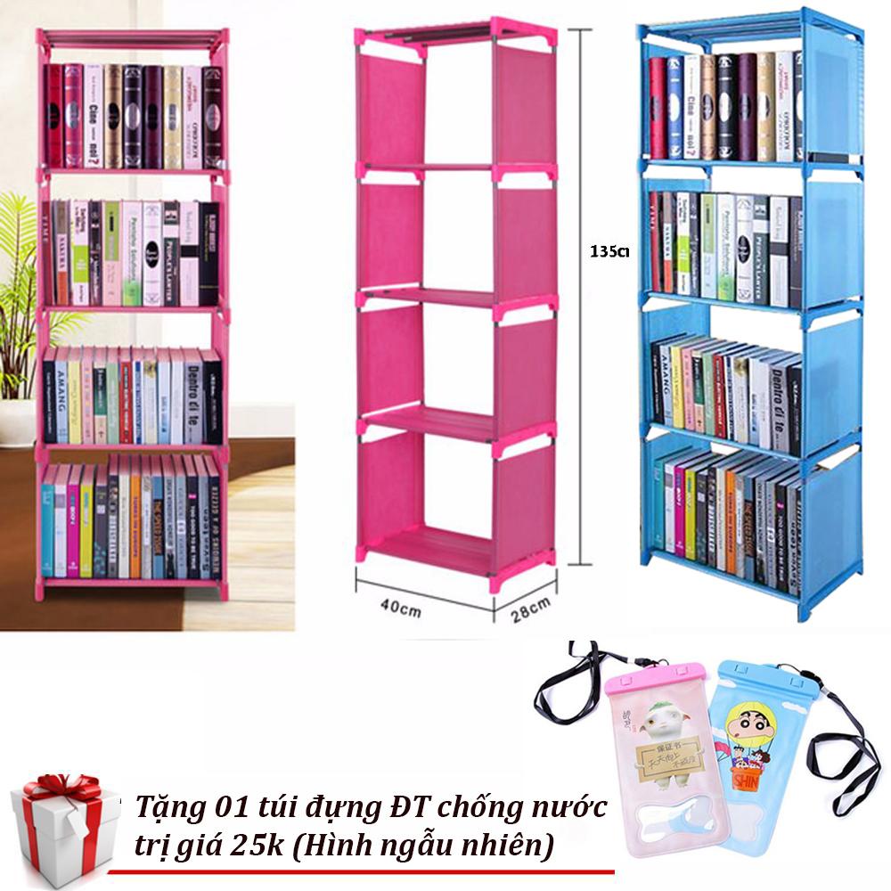 Kệ sách 5 tầng 4 ngăn lắp ráp giá rẻ mẫu mới 2018 + tặng túi đt chống nước