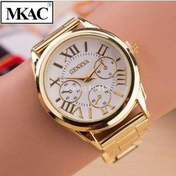 Đồng hồ nam Geneva kim loại xi ánh vàng kim