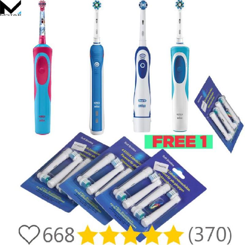 Combo mua máy đánh răng điện Oral-B tặng ngay 1 Bộ 4 Đầu Bàn Chải Đánh Răng Thay Thế nhập khẩu