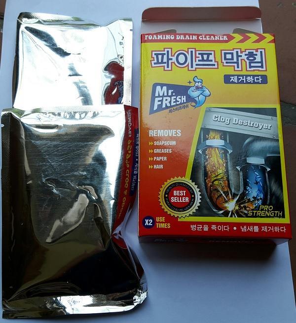 Hộp 2 gói bột thông tắc cống, ống thoát nước siêu mạnh Mr Fresh Hàn Quốc 100g KL390
