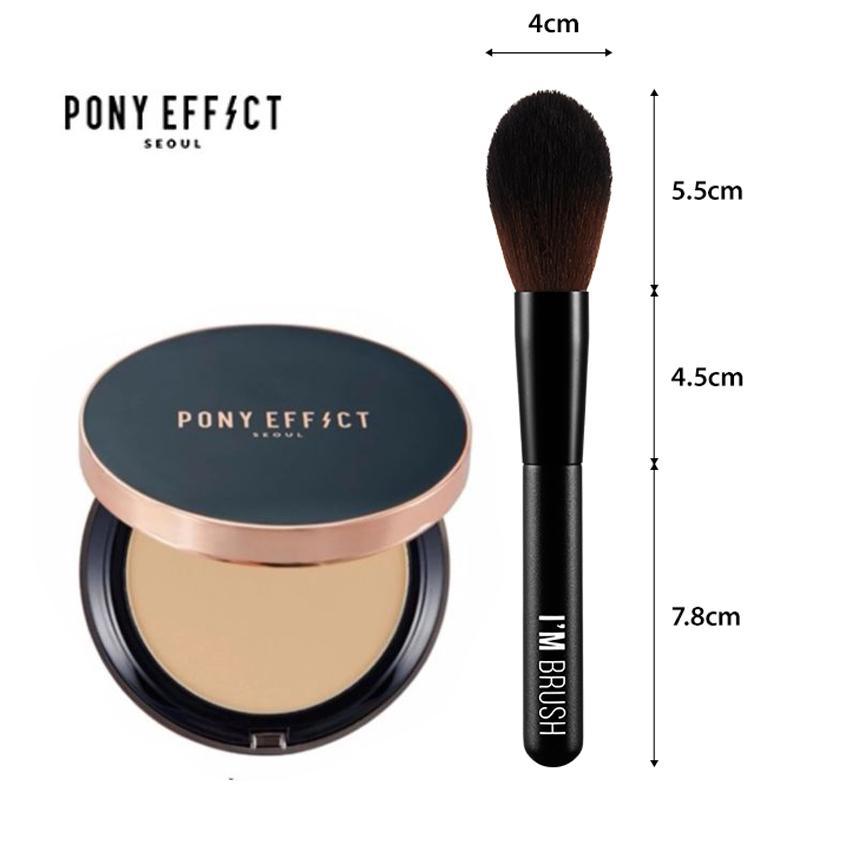 Combo phấn phủ dạng nén siêu mịn cao cấp pony effect cover fit powder foundation spf40 pa +++#rosy beige + cọ phủ pony effect #b005 powder brush