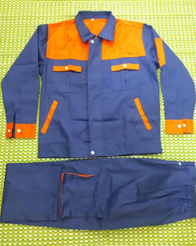 Bộ quần áo Bảo Hộ lao động Kaki màu Xanh pha Cam size 6 (M)