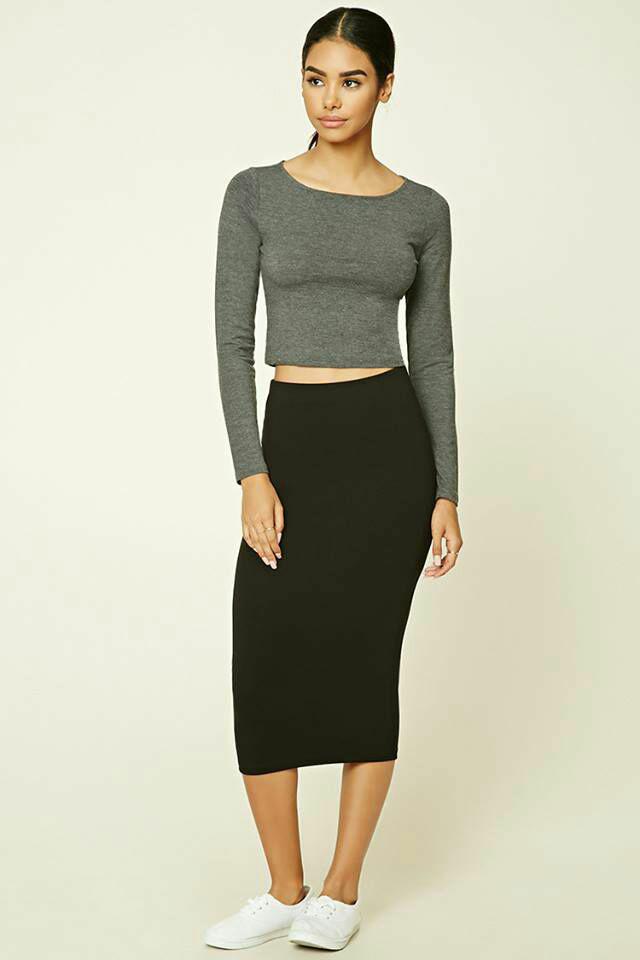 Chân váy công sở bút chì dài xẻ sau chất thun dày - 120 - Black Pencil Skirt
