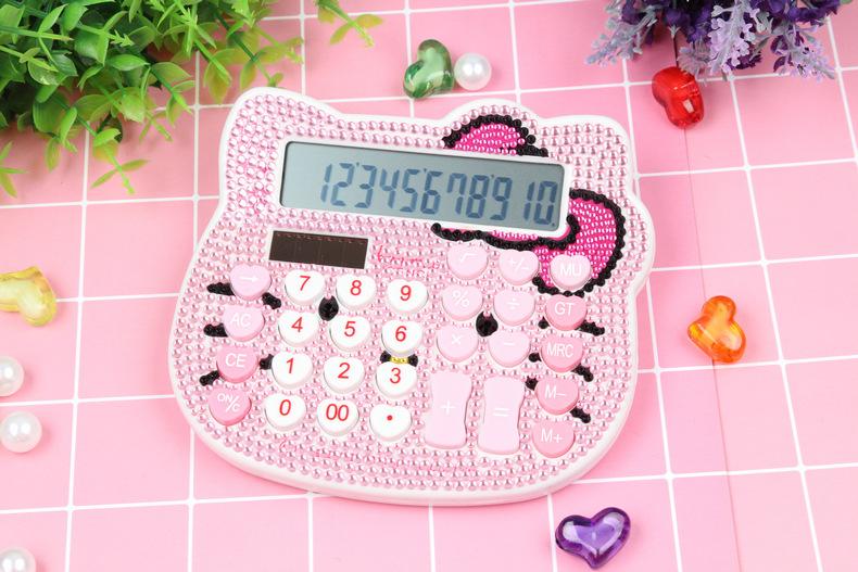 Máy tính bỏ túi hình mèo hồng kim cương cho bé