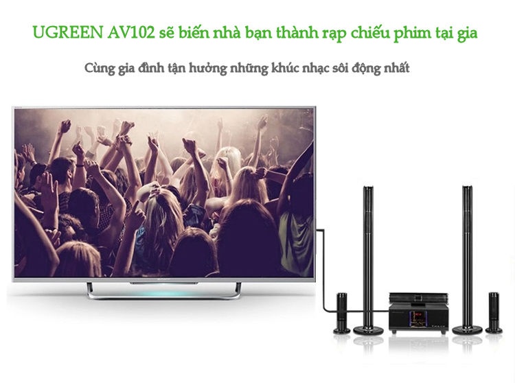 Dây chuyển đổi 3.5mm ra 2RCA (HOA SEN) 2m UGREEN AV105 Dây chuyển đổi 3.5mm ra 2RCA (HOA SEN) 2m UGREEN AV105