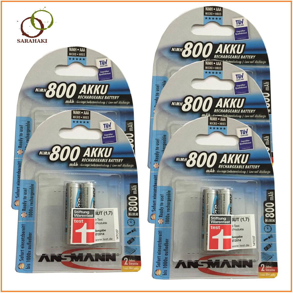 Combo 5 vỉ pin sạc aaa ansmann 800mah