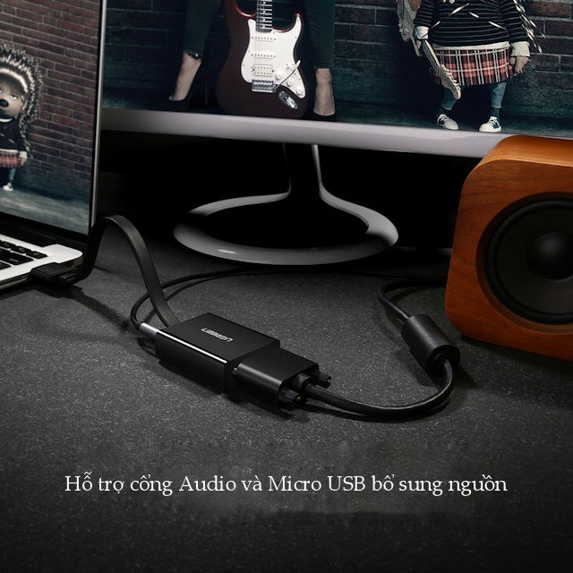 Cáp chuyển đổi HDMI sang VGA dây dẹt tích hợp cổng Audio 3.5mm + Micro USB hỗ trợ nguồn ngoài UGREEN MM103 Cáp chuyển đổi HDMI sang VGA dây dẹt tích hợp cổng Audio 3.5mm + Micro USB hỗ trợ nguồn ngoài UGREEN MM103