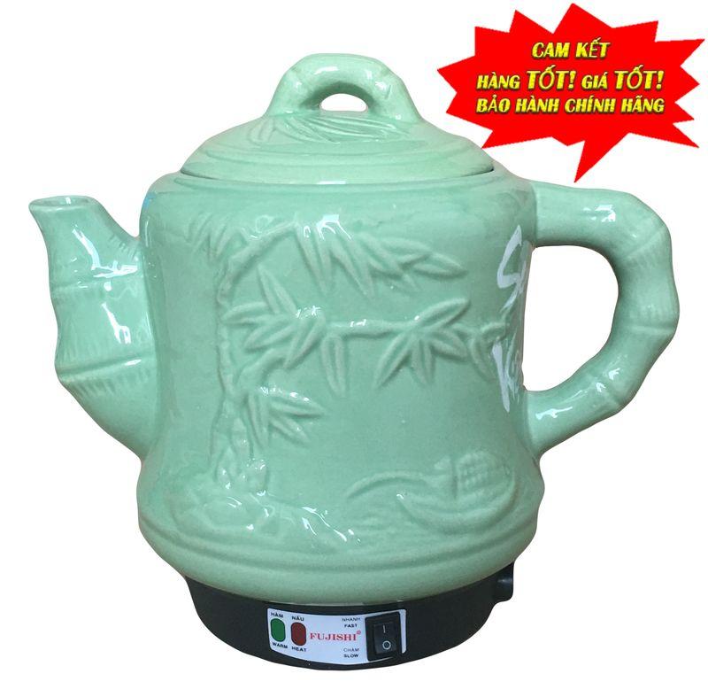 Ấm sắc thuốc điện Fujishi gốm bát trang tre xanh 3.2L