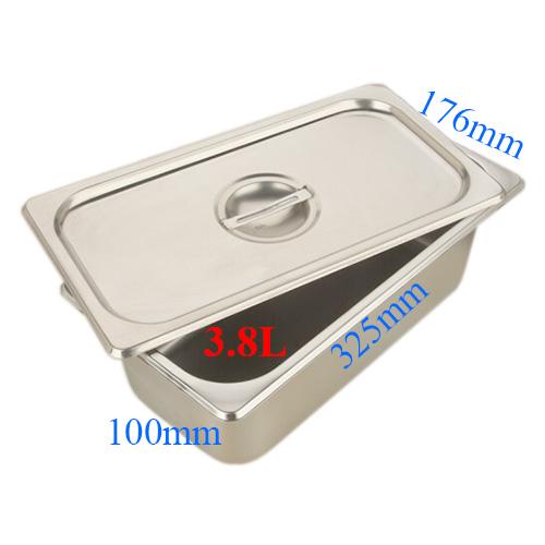 Khay inox có nắp đựng kem tươi-thức ăn tiệc buffet-trái cây tự chọn