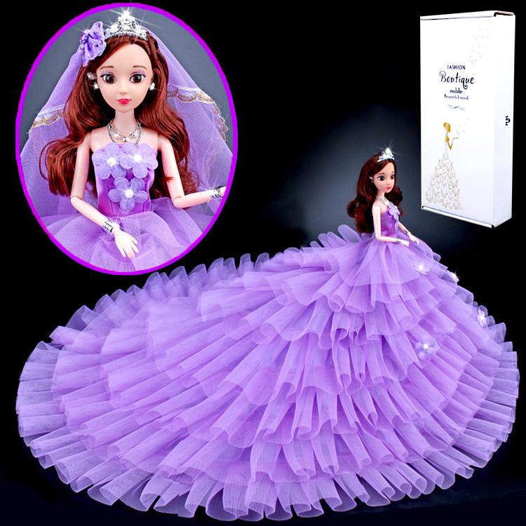 Búp Bê Cô Dâu Xòe Tầng Tím ( Có Hộp )Tặng Phụ Kiện 08 Món + 03 Váy Ngắn