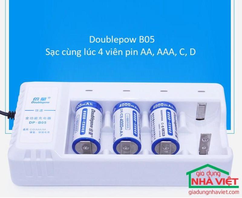 Sạc pin đa năng 4 viên DOUBLEPOW DP-B05 (Sạc 4 pin đại D, pin trung C, pin tiểu AA, pin đũa AAA)
