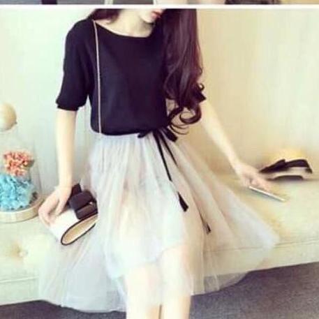 Sét áo và váy lưới xòe vh