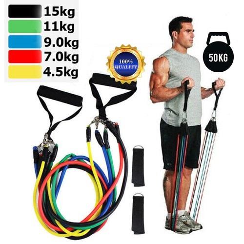 Bộ 5 dây đàn hồi tập gym thể hình đa năng Dụng cụ tập gym