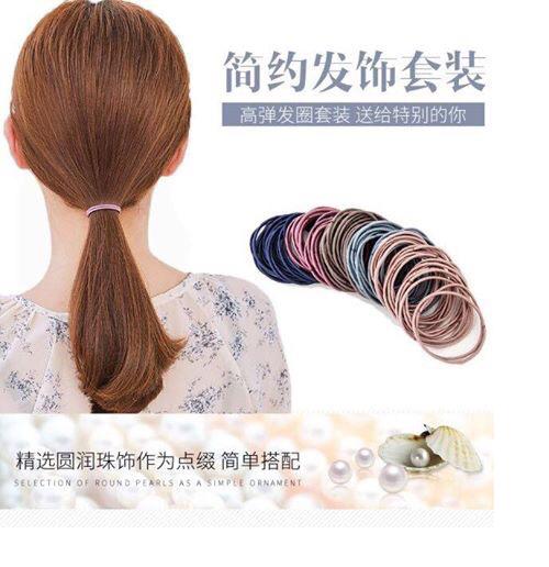Set 100 dây chun buộc tóc nhiều màu