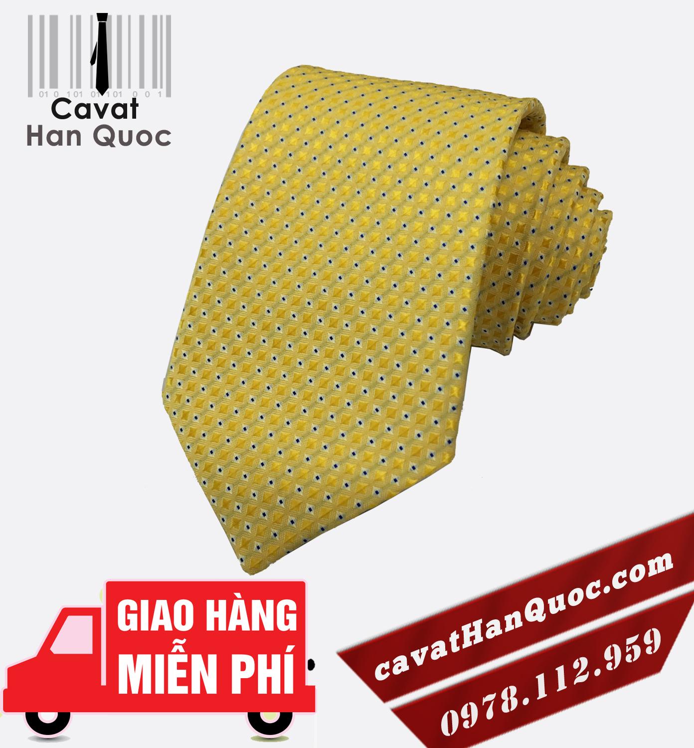Cà vạt - caravat vàng chấm bi