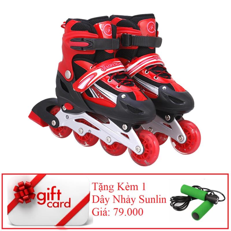 Phân phối Giày Trượt Patin Gắn Đinh Phát Sáng Cao Cấp (Size L - Đỏ Đen) - TiGi Mall - Tặng Kèm 1 Dây Nhảy