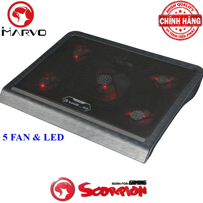 Đế tản nhiệt Laptop đẳng cấp với 5 Fan và đèn Led Marvo FN-33 Scopiron.
