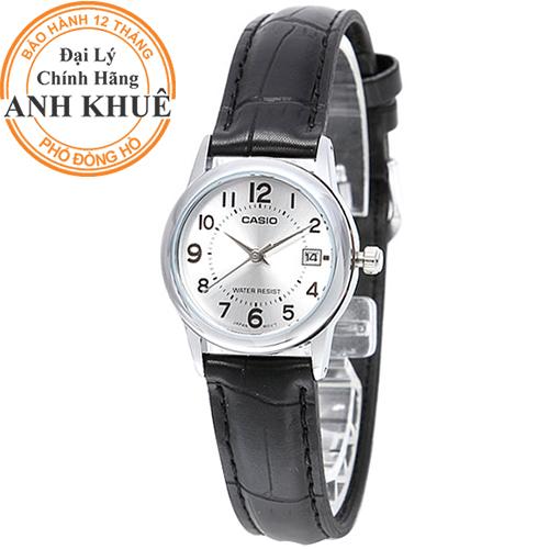 Đồng hồ nữ dây da casio anh khuê ltp-v002l-7budf