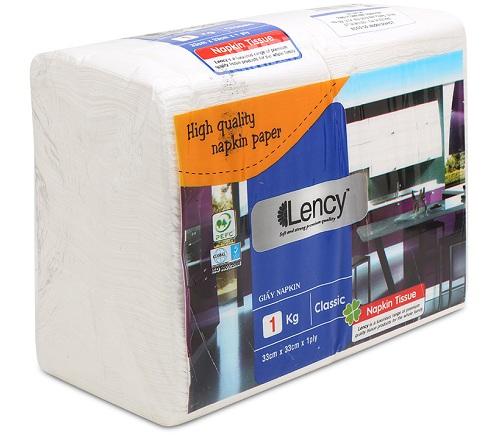 Khăn giấy Lency Napkin 33x33 cm gói to 1 kg siêu tiết kiệm