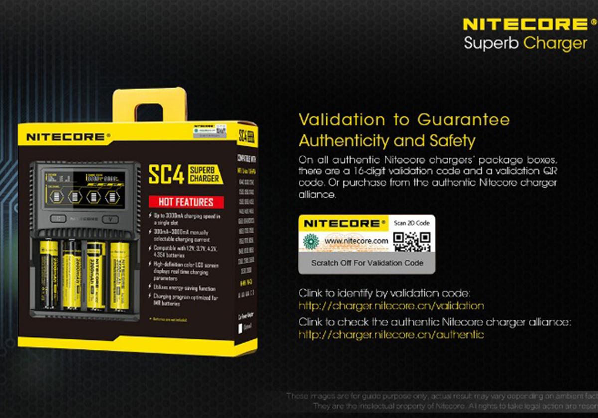 Sạc pin cao cấp Nitecore SC4 cho pin 18650, 26650, AA, AAA...