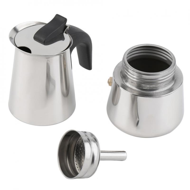 ấm pha cà phê moka express bằng inox dùng cho tất cả các loại bếp ( cho cả bếp từ ) 200 ml ( 4 cup )